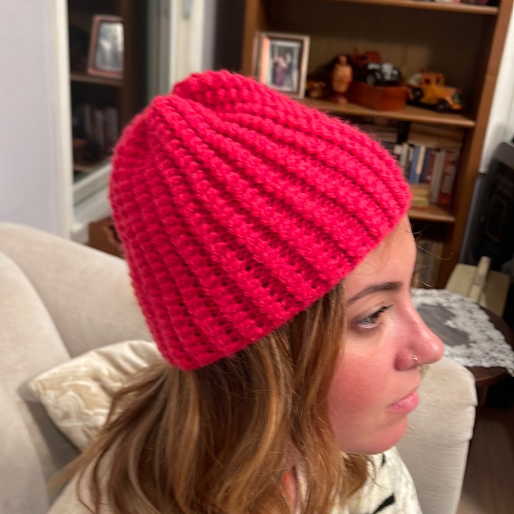Hand knitting hat